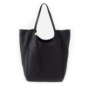 Hobo NATIVE leather convertible oversized tote in BLACK
